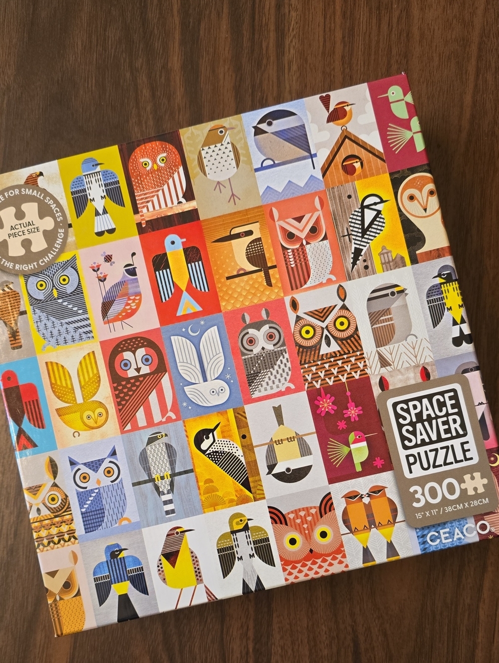 Ceaco Bird Geometric Space Saver Puzzle - Colorful Bird Tiles (300 pcs)